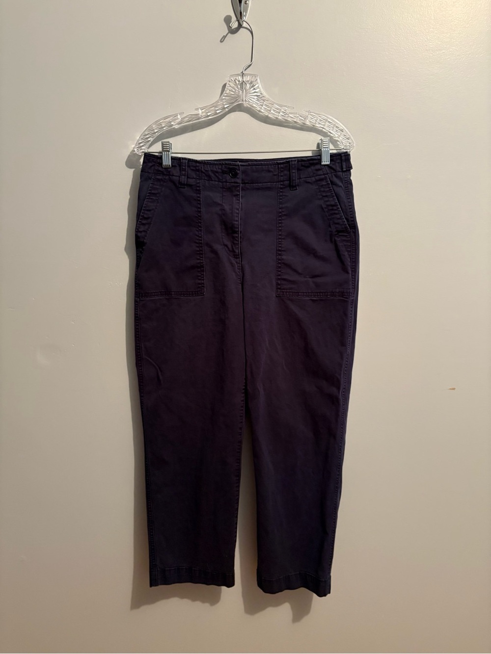 Talbots Navy Straight-Leg High Waist Patch Pocket Crop Pants Women’s Size 10